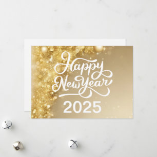 Cartes Pour Fêtes Annuelles Chic Gold Bonne Année 2025 Entreprise