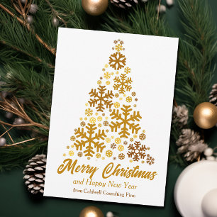 Cartes Pour Fêtes Annuelles Chic Gold Snowflakes Joyeux Christmas Tree Company