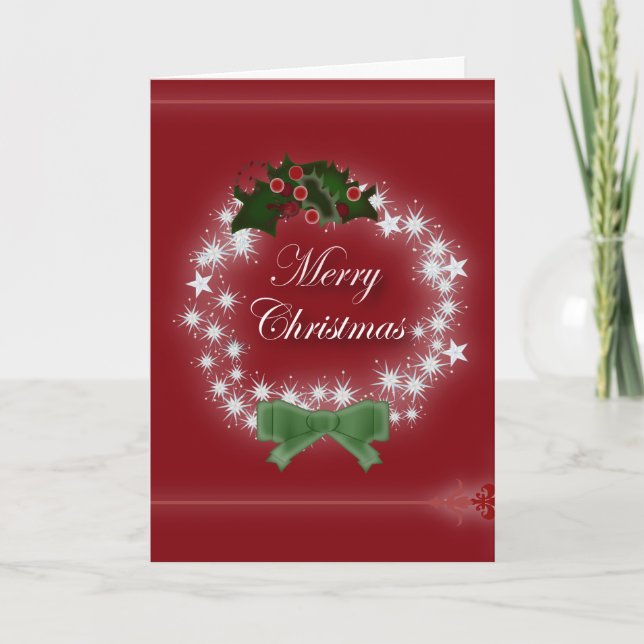 Cartes Pour Fêtes Annuelles Chic Happy Holiday couronne moderne de noël (Devant)