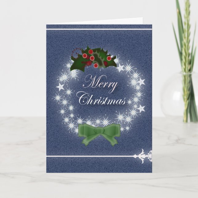 Cartes Pour Fêtes Annuelles Chic Happy Holiday couronne moderne de noël (Devant)