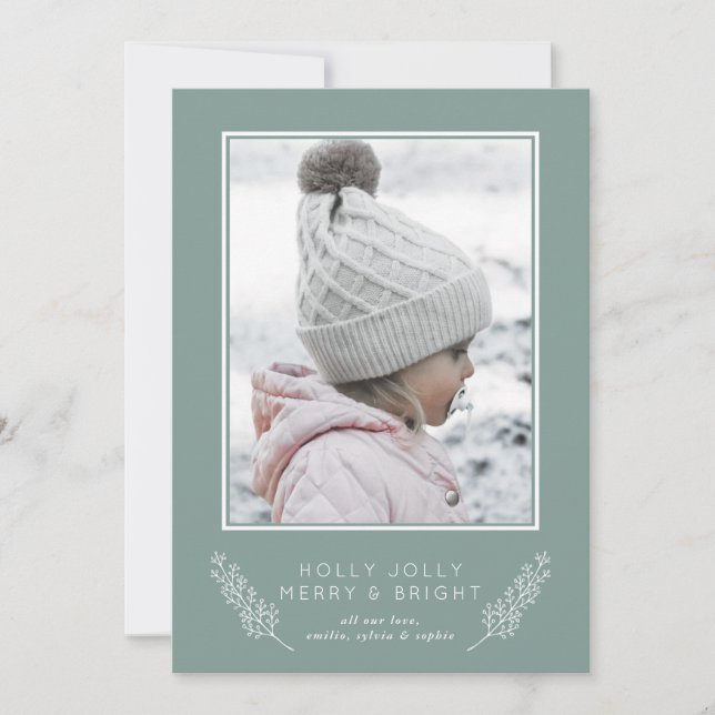 Cartes Pour Fêtes Annuelles Chic Holly Jolly Merry & Bright Photo Holiday Card (Devant)