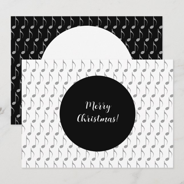 Cartes Pour Fêtes Annuelles Chic Houndstooth Notes musicales Joyeux Noël (Devant / Derrière)