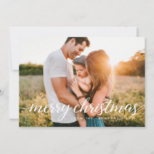 Cartes Pour Fêtes Annuelles Chic Joyeux Noël Photo de famille personnalisée