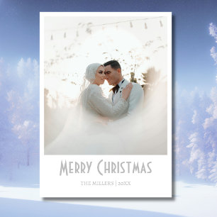 Cartes Pour Fêtes Annuelles Chic Joyeux Noël photo nouvellement mariée gris cl