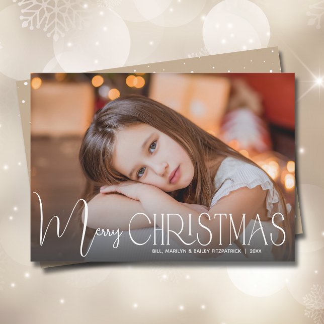 Cartes Pour Fêtes Annuelles Chic Joyeux script de Noël Photo (Créateur téléchargé)