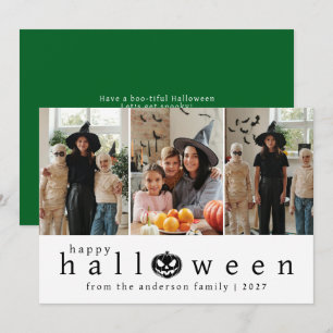 Cartes Pour Fêtes Annuelles Chic Moderne Minimaliste 3 Photos Collage Hallowee