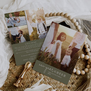 Cartes Pour Fêtes Annuelles Chic moderne   Revue de l'année du Nouvel An vert