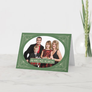 Cartes Pour Fêtes Annuelles Chic Noël Art Déco Cadre Vert Photo personnalisée