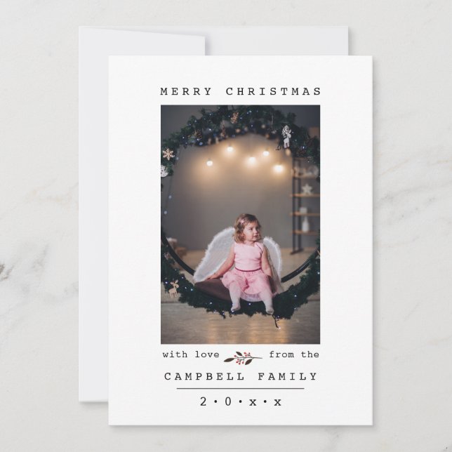 Cartes Pour Fêtes Annuelles Chic | Photo personnalisée de Noël moderne et mini (Devant)