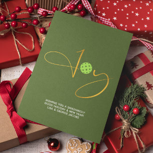 Cartes Pour Fêtes Annuelles Chic Pickleball "Joy" Green Christmas