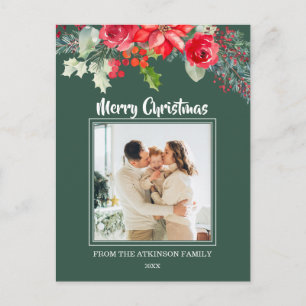 Cartes Pour Fêtes Annuelles Chic Poinsettia Aquarelle Photo Noël