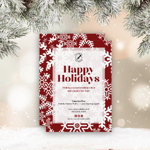 Cartes Pour Fêtes Annuelles Chic Red Snowflake Joyeux Fêtes Notaire Affaires