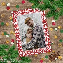 Chic rouge foncé blanc Damas Floral Art Motif