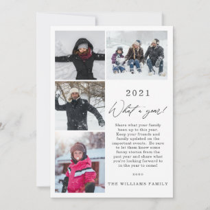Cartes Pour Fêtes Annuelles Chic What a Year Photos de famille Nouvel An Noël 