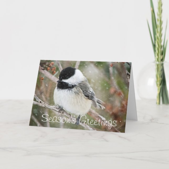 Cartes Pour Fêtes Annuelles Chickadee de Milou de Bonnes Fêtes (Devant)