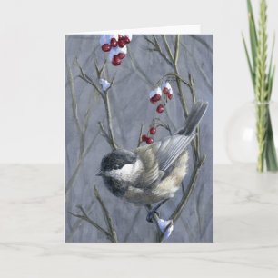 Cartes Pour Fêtes Annuelles Chickadee de Noël
