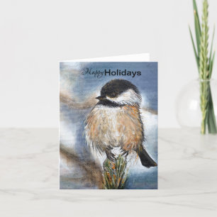 Cartes Pour Fêtes Annuelles Chickadee Neige Hiver Joyeuses Vacances