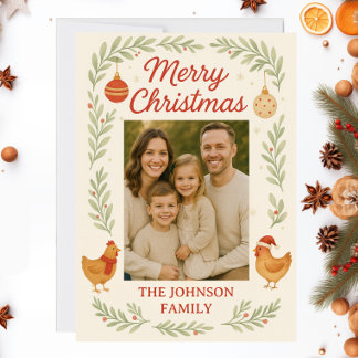 Cartes Pour Fêtes Annuelles Chicken Photo Customizable Christmas Card