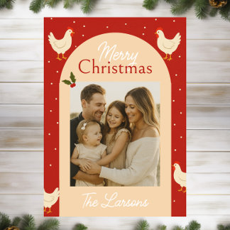Cartes Pour Fêtes Annuelles Chicken Themed Christmas Photo Card