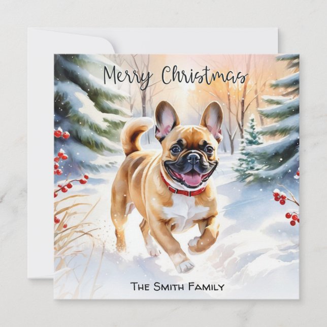 Cartes Pour Fêtes Annuelles Chien À La Neige Joyeux Noël (Devant)