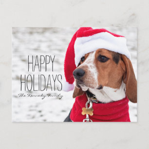 Cartes Pour Fêtes Annuelles Chien à poils portant un manteau d'hiver et un Noë
