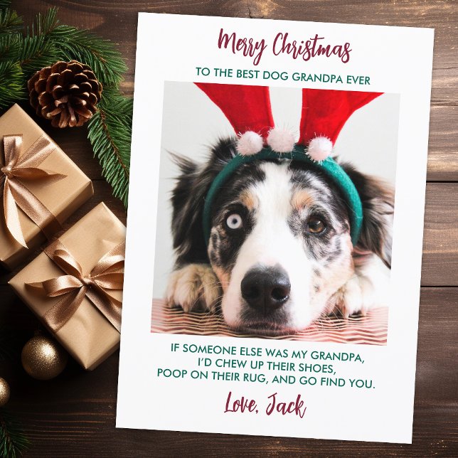 Cartes Pour Fêtes Annuelles Chien amusant Noël Grand-parent Personnalisé Anima (Créateur téléchargé)