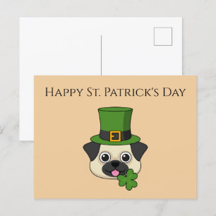 Cartes Pour Fêtes Annuelles Chien avec Casquette et Shamrock St Patrick's   Pe