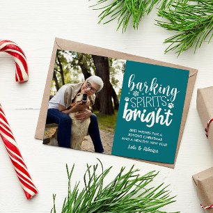 CARTES POUR FÊTES ANNUELLES CHIEN BARRE ESPRIT BRIGHT PET TURQUOISE NOËL
