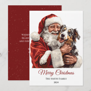 Cartes Pour Fêtes Annuelles Chien berger australien Noël au Père Noël