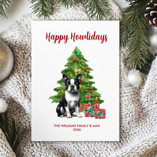 Cartes Pour Fêtes Annuelles Chien Boston Terrier Famille Noël