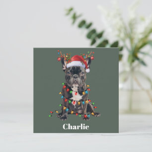 Cartes Pour Fêtes Annuelles Chien Bouledogue Français de Noël avec nom personn