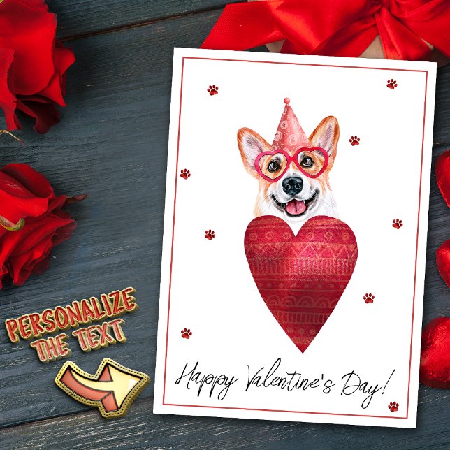 Cartes Pour Fêtes Annuelles Chien cadeau de la Saint Valentin de Corgi (Créateur téléchargé)