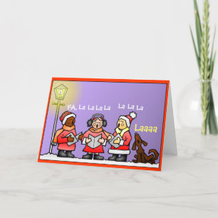 Cartes Pour Fêtes Annuelles Chien Carolers de Noël Chant de musique FA LA LA