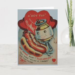 Cartes Pour Fêtes Annuelles Chien chaud vintage et Saint-Valentin de moutarde