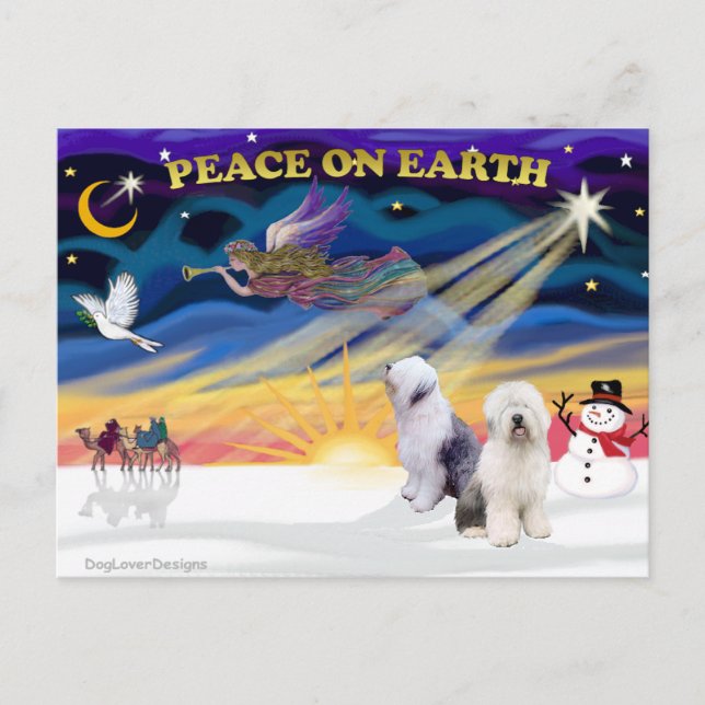Cartes Pour Fêtes Annuelles Chien-chien anglais de NoëlSunrise-Deux-Ans (Devant)