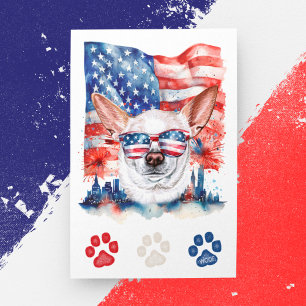 Cartes Pour Fêtes Annuelles Chien Chihuahua Rouge Blanc Bleu Américain 4 Juill