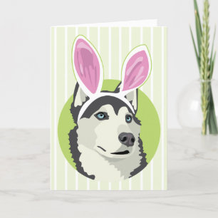 Cartes Pour Fêtes Annuelles Chien Chou Avec Lapin De Pâques Oreilles Joyeuses 