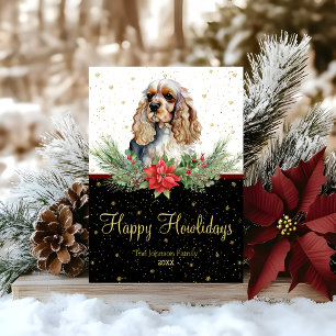 Cartes Pour Fêtes Annuelles Chien Cocker Spaniel Aquarelle Joyeux Howlidays