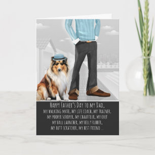 Cartes Pour Fêtes Annuelles Chien Colley Rough et Papa Drôle Fête des Pères