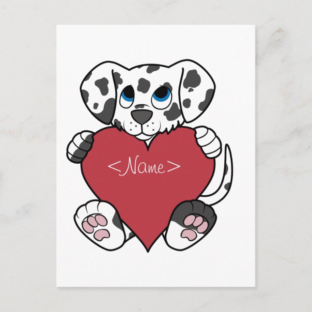 Cartes Pour Fêtes Annuelles Chien dalmatien de Saint-Valentin avec le coeur (Devant)