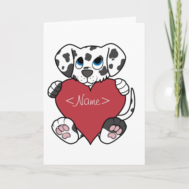 Cartes Pour Fêtes Annuelles Chien dalmatien de Saint-Valentin avec le coeur (Devant)