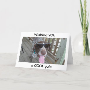 CARTES POUR FÊTES ANNUELLES CHIEN DANS LES OMBRES SOUHAITE "COOL" YULE/ANNIVER