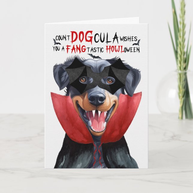 Cartes Pour Fêtes Annuelles Chien de Beauceron Drôle nombre DOGcula Halloween (Devant)