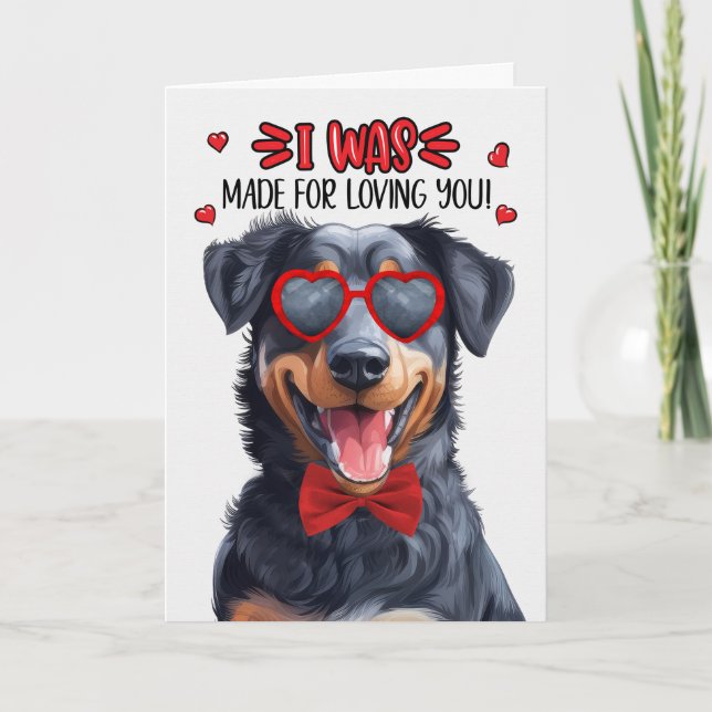 Cartes Pour Fêtes Annuelles Chien de Beauceron fait pour vous aimer Valentine (Devant)