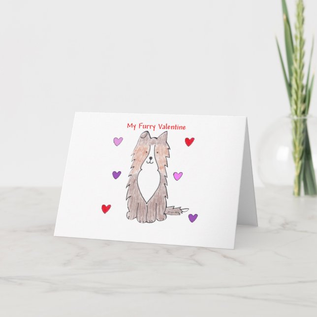 Cartes Pour Fêtes Annuelles Chien de berger de Shetland Valentine velu (Devant)
