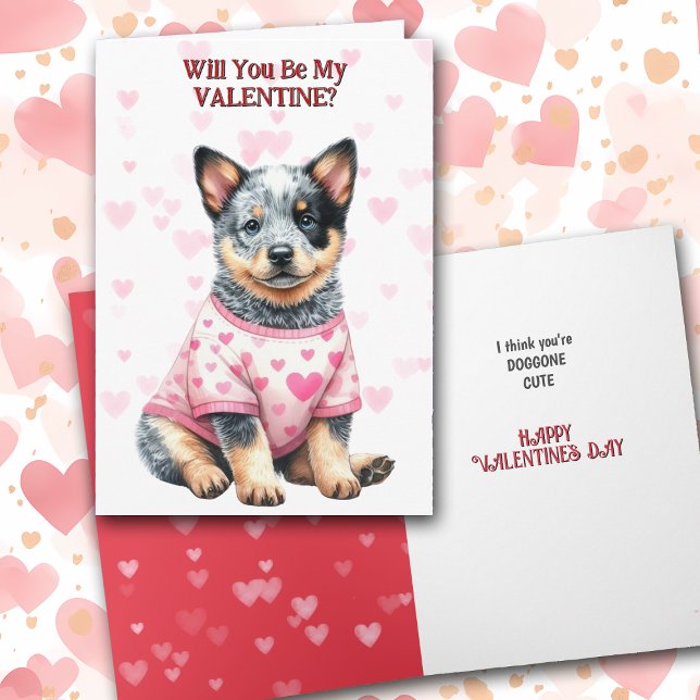 Cartes Pour Fêtes Annuelles Chien de bétail australien chiot en sueur Valentin (Créateur téléchargé)