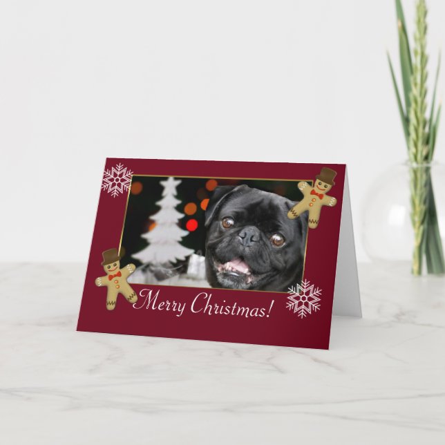 Cartes Pour Fêtes Annuelles chien de carlin de Noël (Devant)
