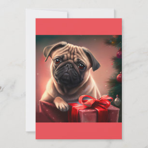 Cartes Pour Fêtes Annuelles Chien de Carlin de Noël, T-shirt cadeau Amoureux d