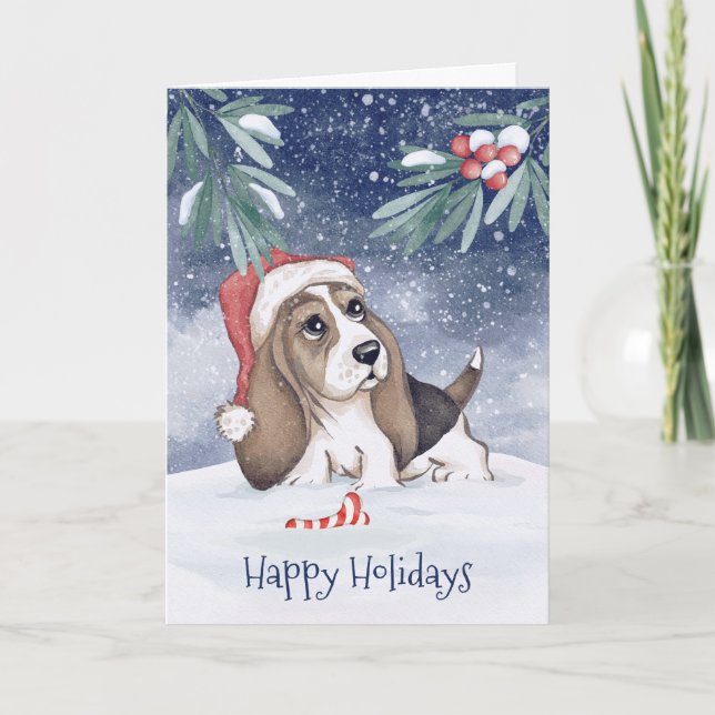 Cartes Pour Fêtes Annuelles Chien de chasse Joyeuses Fêtes de fin d'année  (Devant)