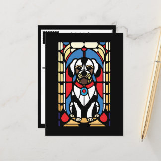 Cartes Pour Fêtes Annuelles chien de chiot en vitrail